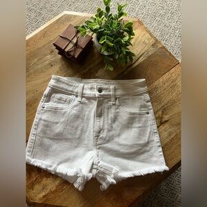 Eunina White Frayed Hem Jean Shorts